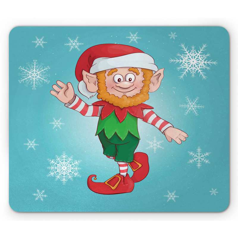 Little Man Dwarf and Snowflakes Mouse Pad