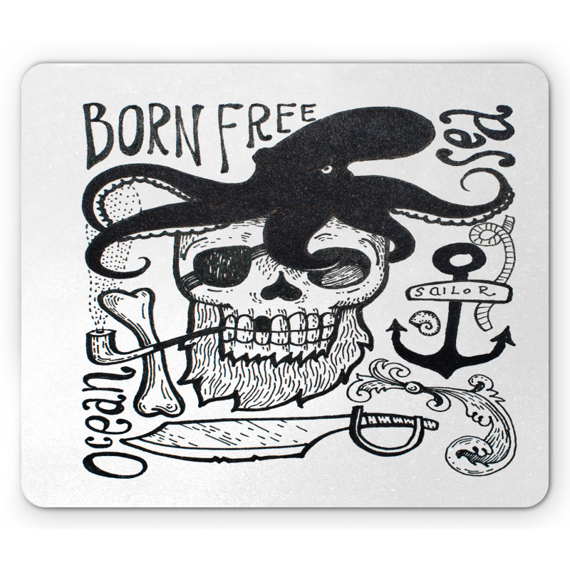 Pipe Smoker Skull Mouse Pad