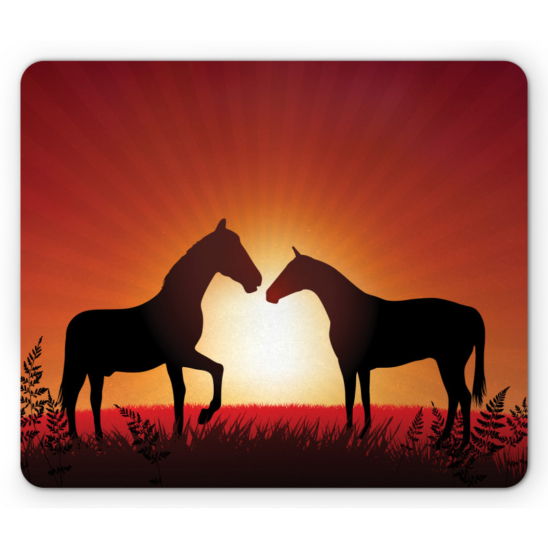 Horses Silhouette on Sunset Mouse Pad