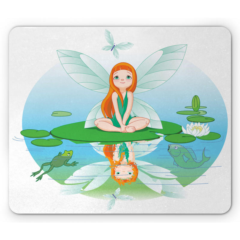 Fairy on Water Lily Leaf Mouse Pad