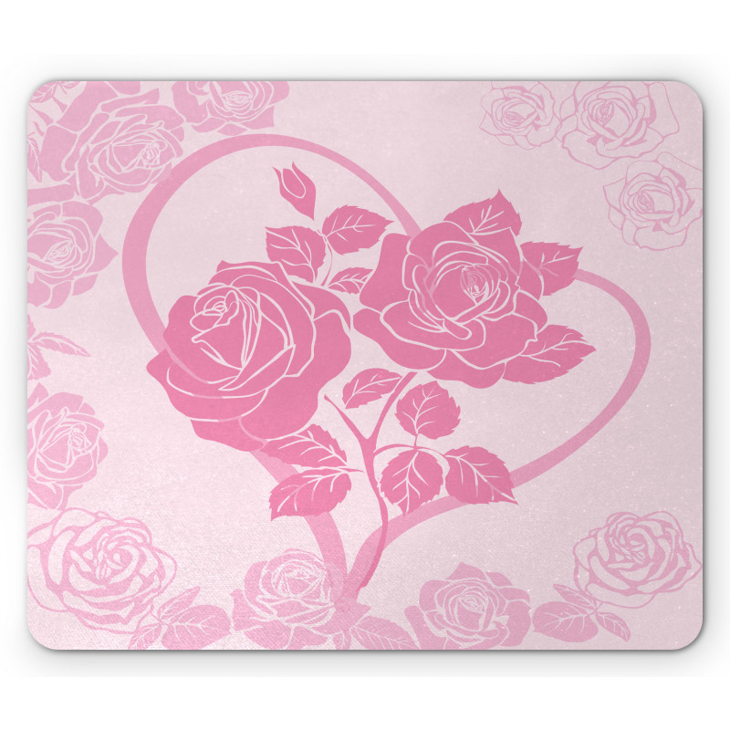 Roses in Heart Mouse Pad