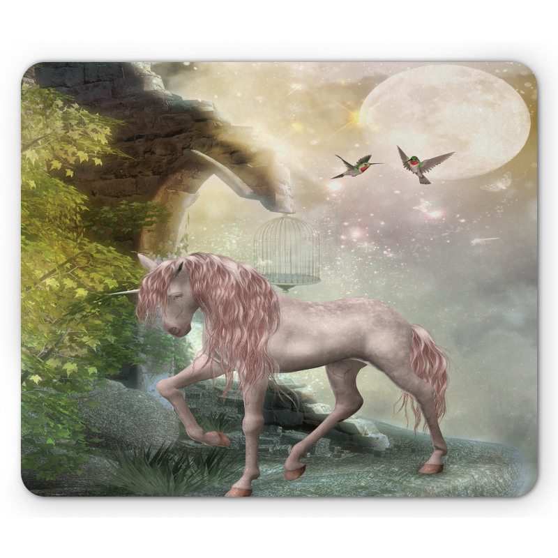 Fantasy Leaves Birds Mouse Pad