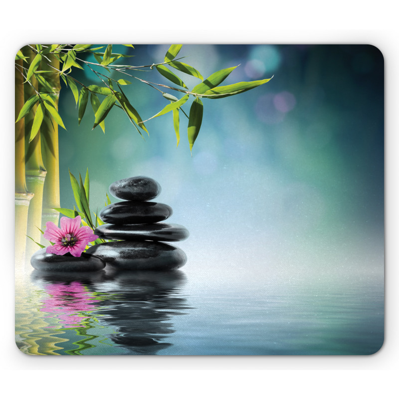 Hibiscus Bamboo on Water Mouse Pad