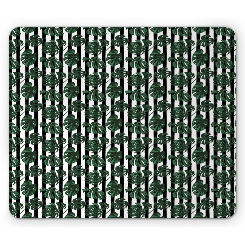 Monstera on Stripes Mouse Pad