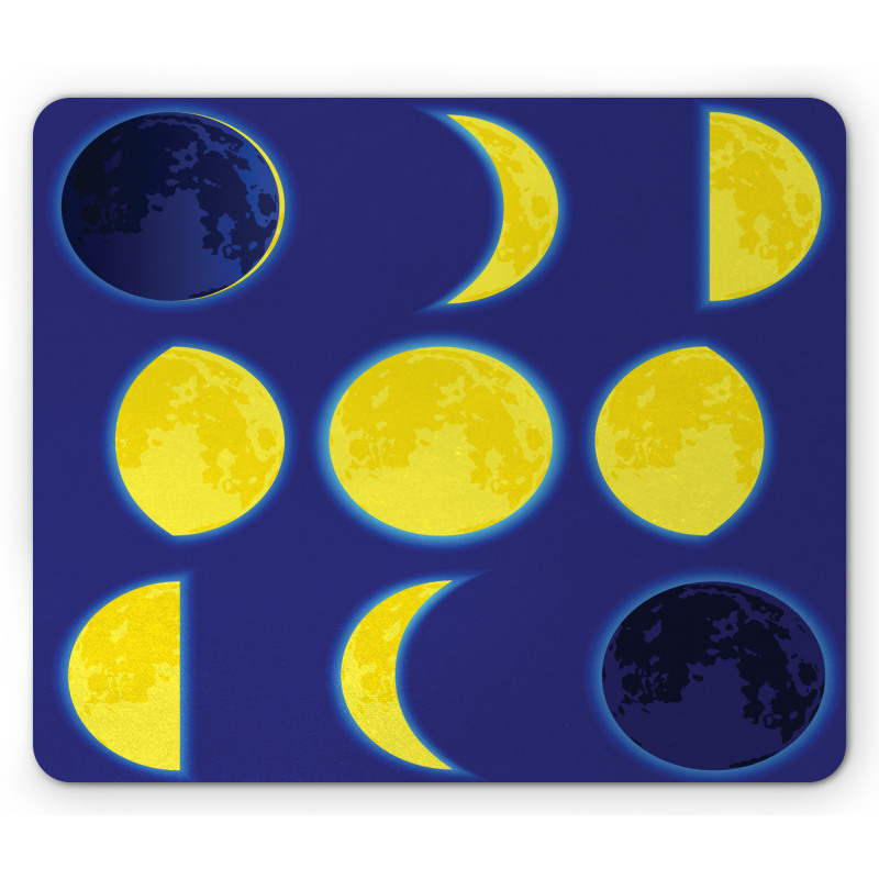 Lunar Phases Scheme at Night Mouse Pad