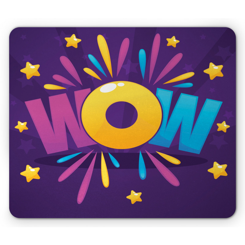 Fun Art Wow Lettering Stars Mouse Pad