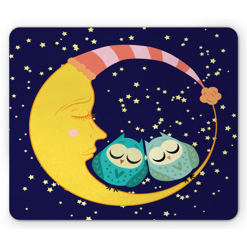 Sleeping Owl Couple Crescent Mouse Pad