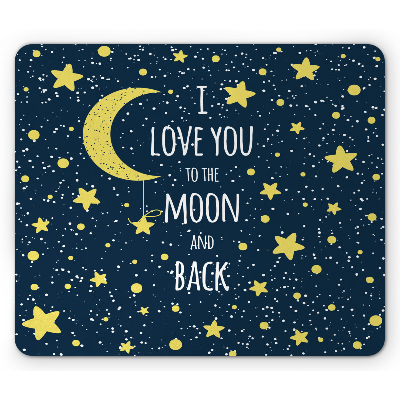 Romantic Typography Moon Star Mouse Pad