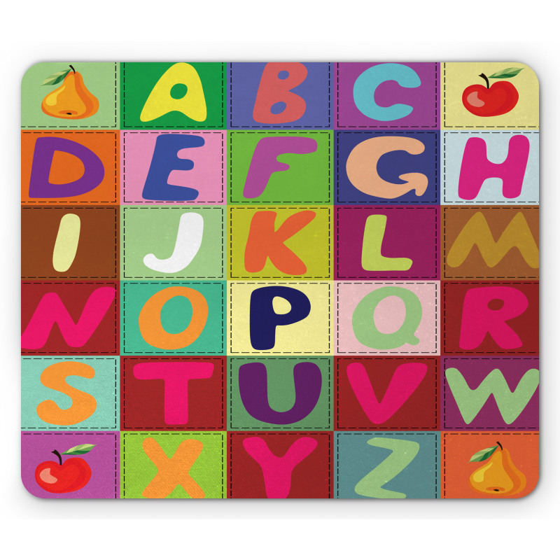 ABC and Fruits Squares Mouse Pad