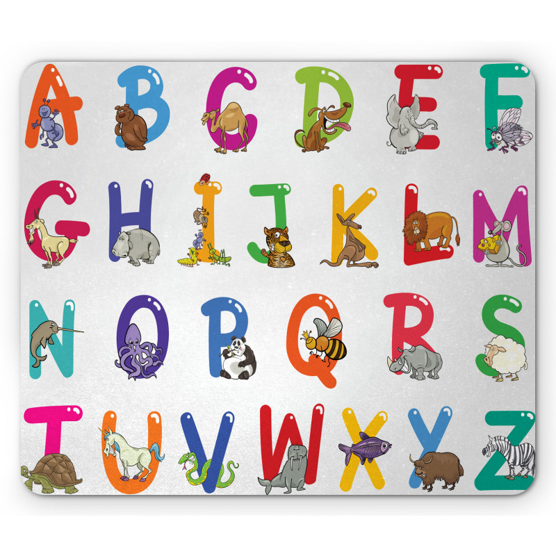 Education Cartoon Animals Mouse Pad