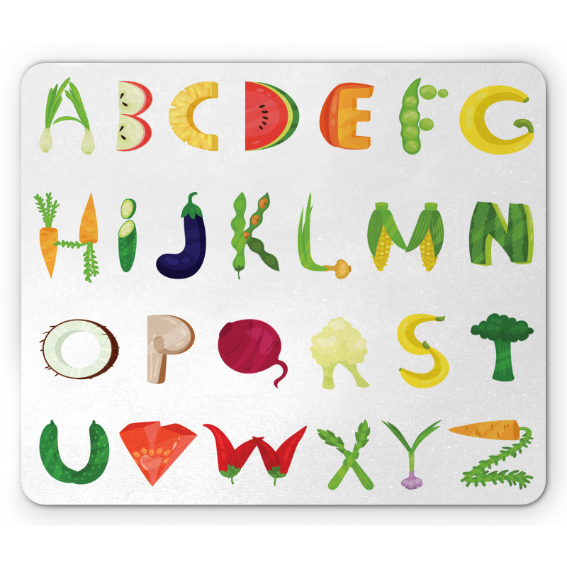 Vegetable Fruit Letters Mouse Pad