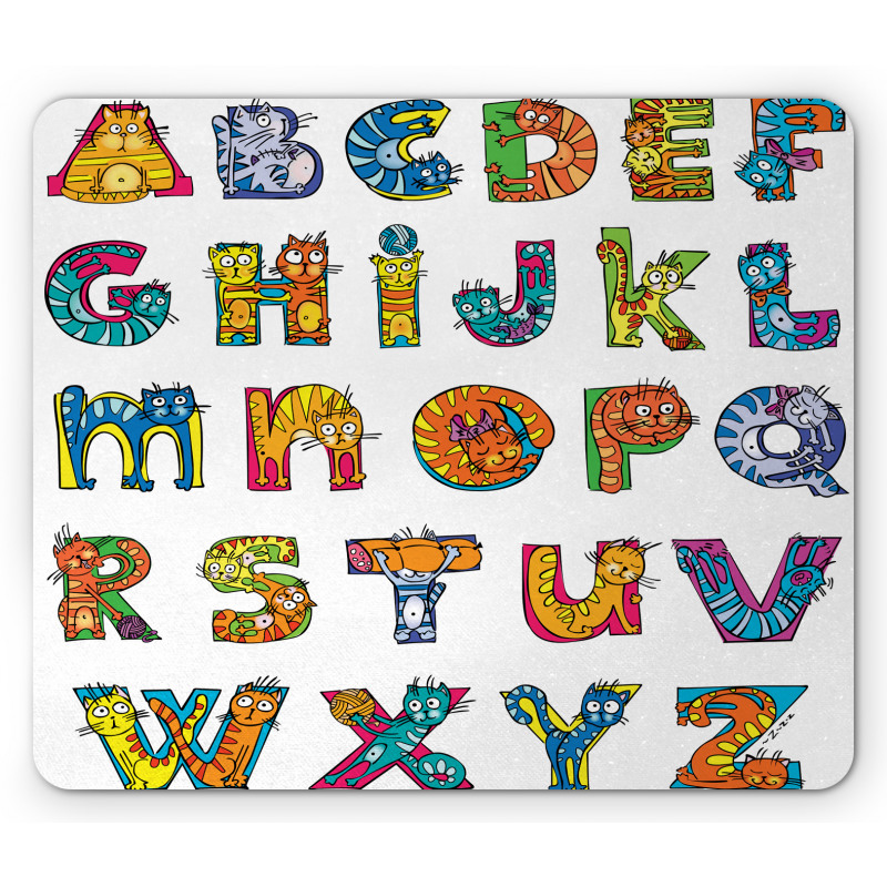 Funny Cats Letter Shapes Mouse Pad