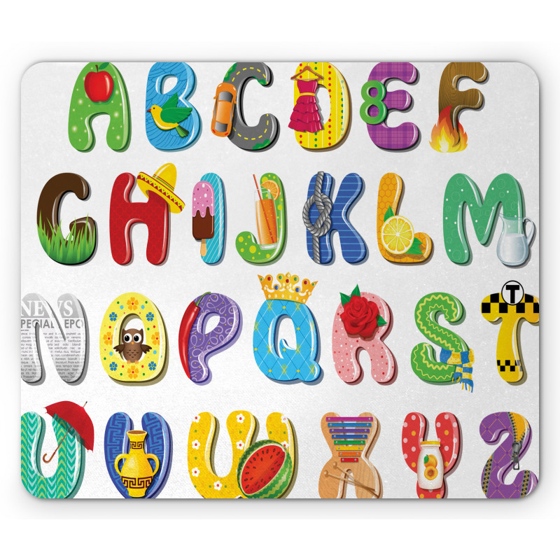 Happy Educational Letters Mouse Pad