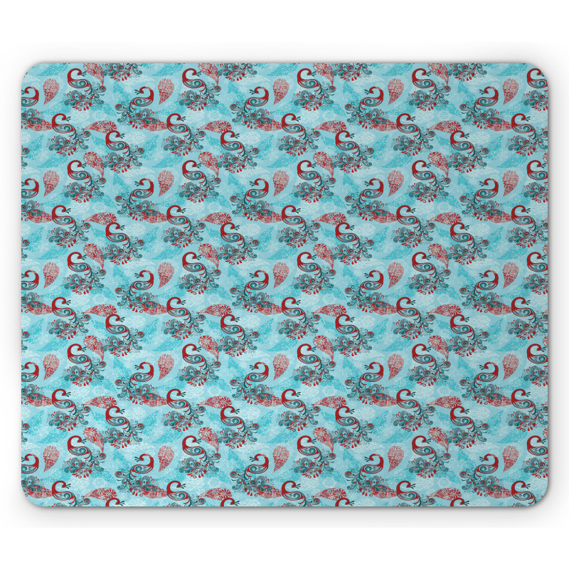 Peacocks Snowflakes Mouse Pad