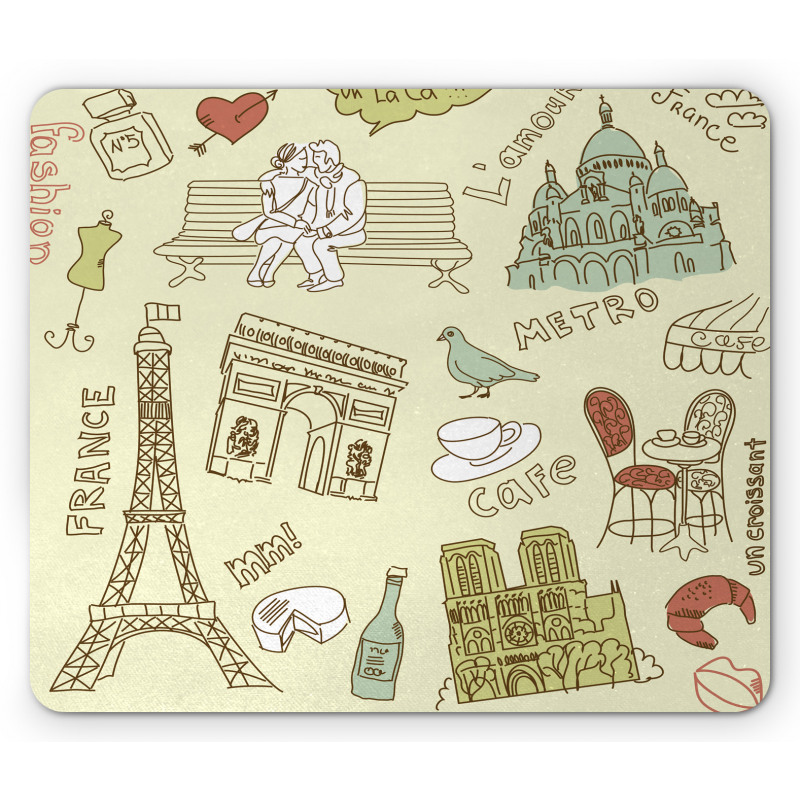 Paris Theme Elements Mouse Pad