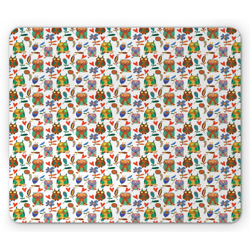 Cheerful Birds Flowers Mouse Pad