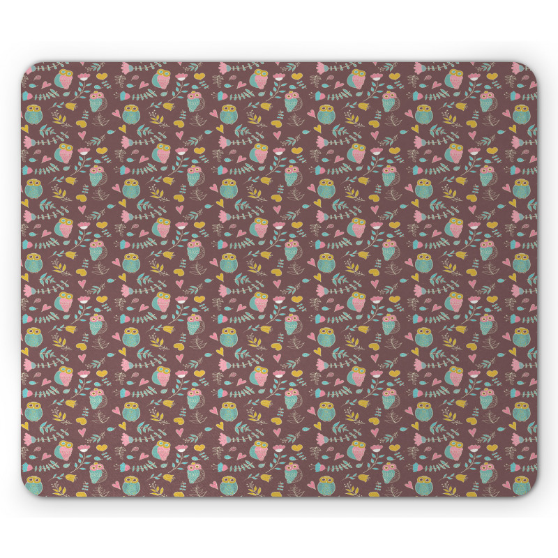 Fall Forest Birds Hearts Mouse Pad