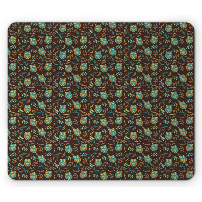 Night Birds Berries Art Mouse Pad