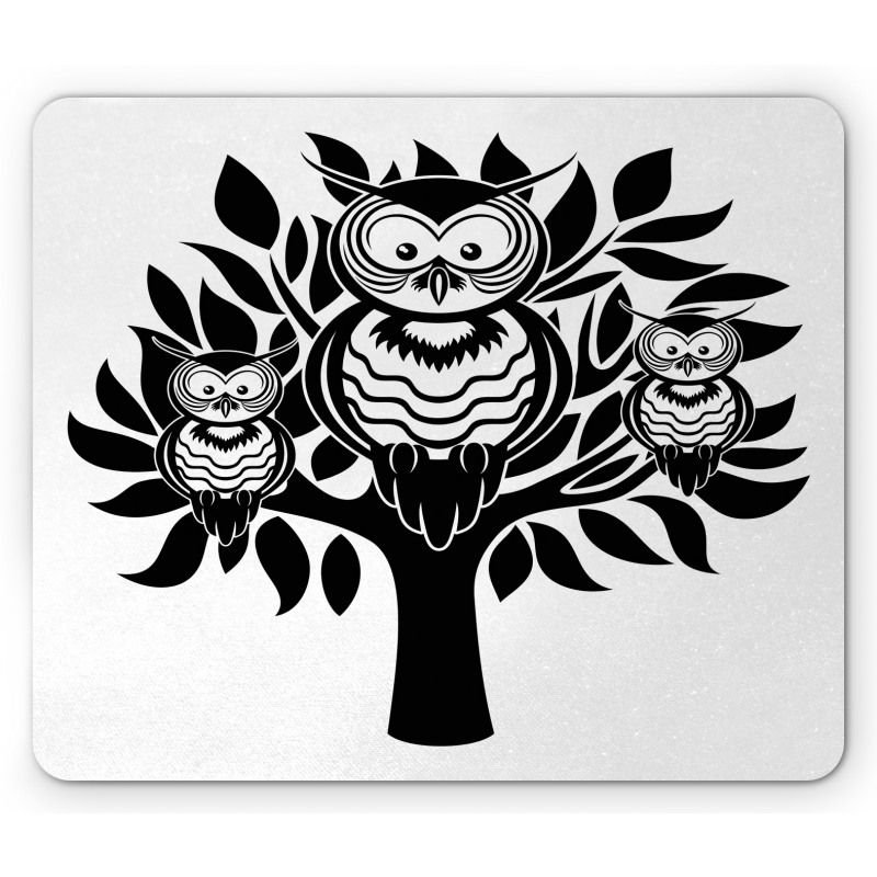 3 Night Birds on a Tree Mouse Pad