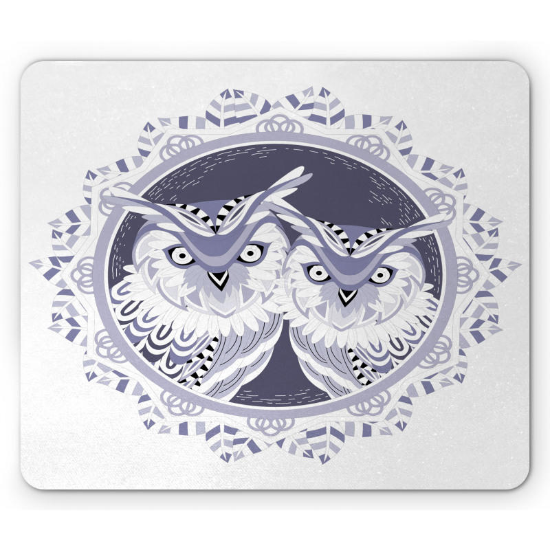 Vintage Night Birds Motif Mouse Pad