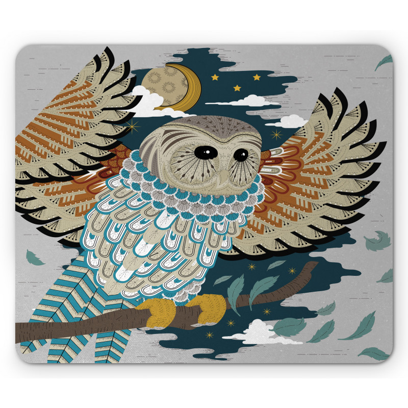 Bird Wings Moon Motifs Mouse Pad