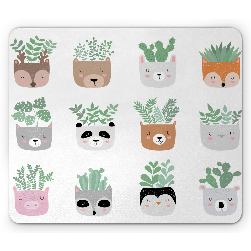 House Plant in Animal Pots Mouse Pad