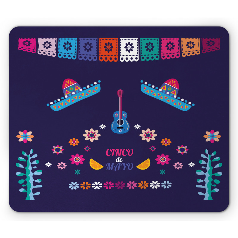 Guitar Hat Flowers Mouse Pad