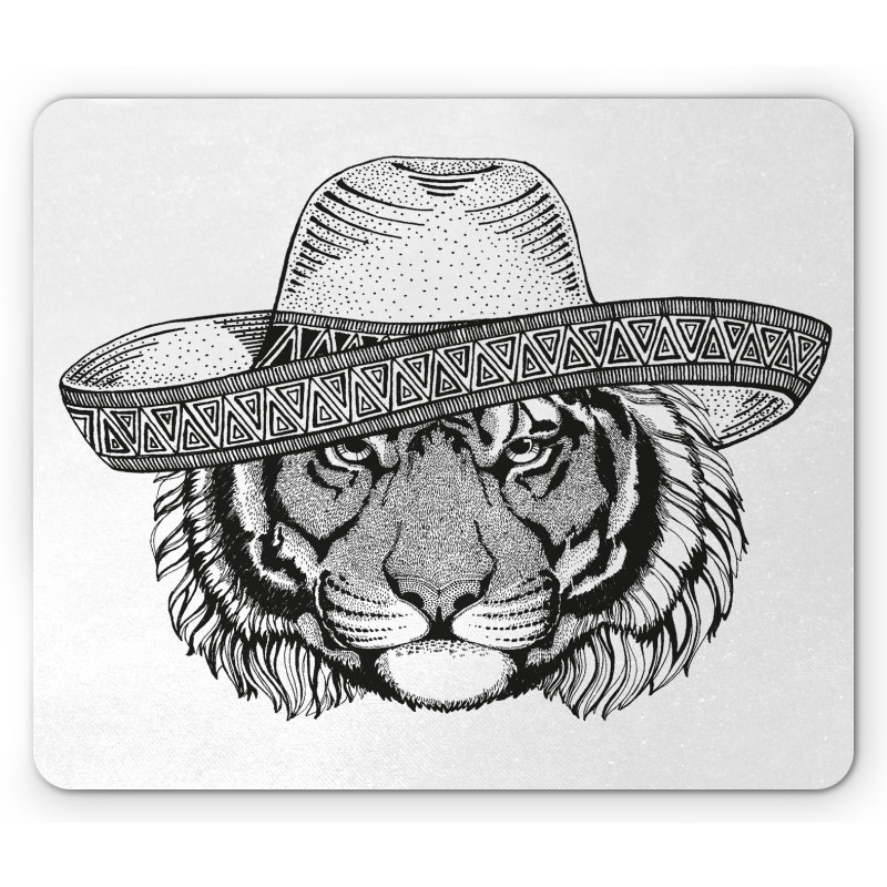 Tiger Fiesta Hat Art Mouse Pad