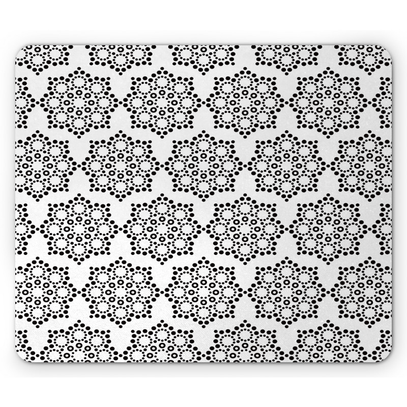 Dotwork Floral Motif Mouse Pad