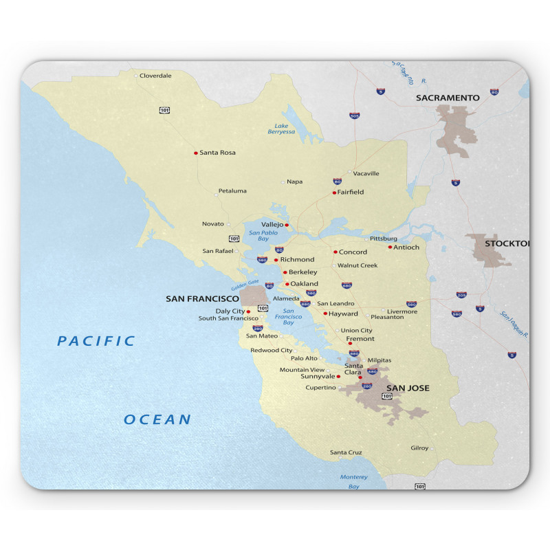 San Francisco Regions Map Art Mouse Pad