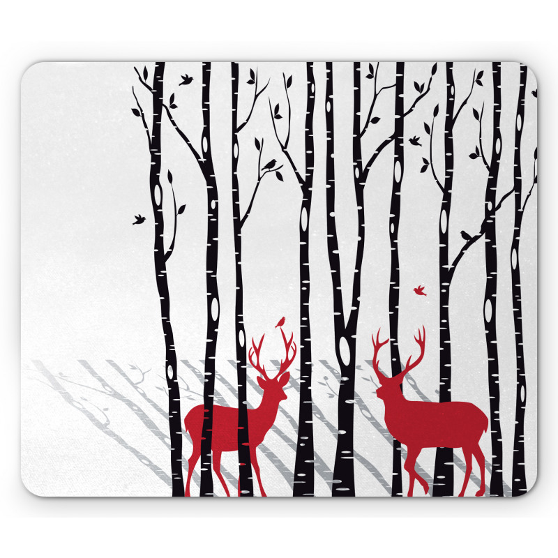 Deer Tree Forest Bird Mouse Pad