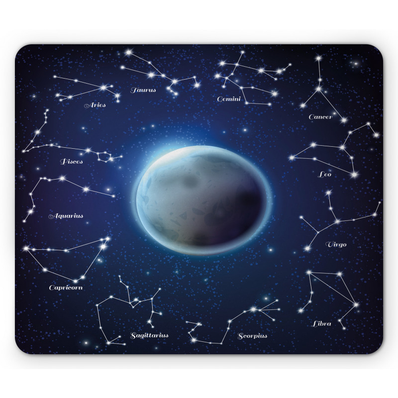 Zodiac Signs Around Moon Mouse Pad