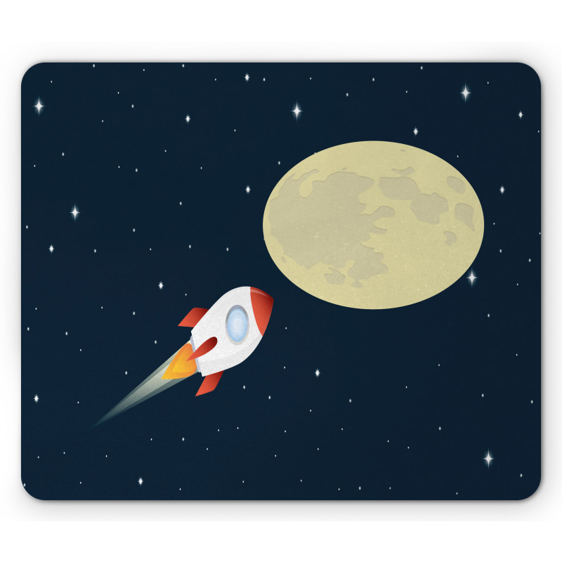 Flying Rocket and Moon Mouse Pad