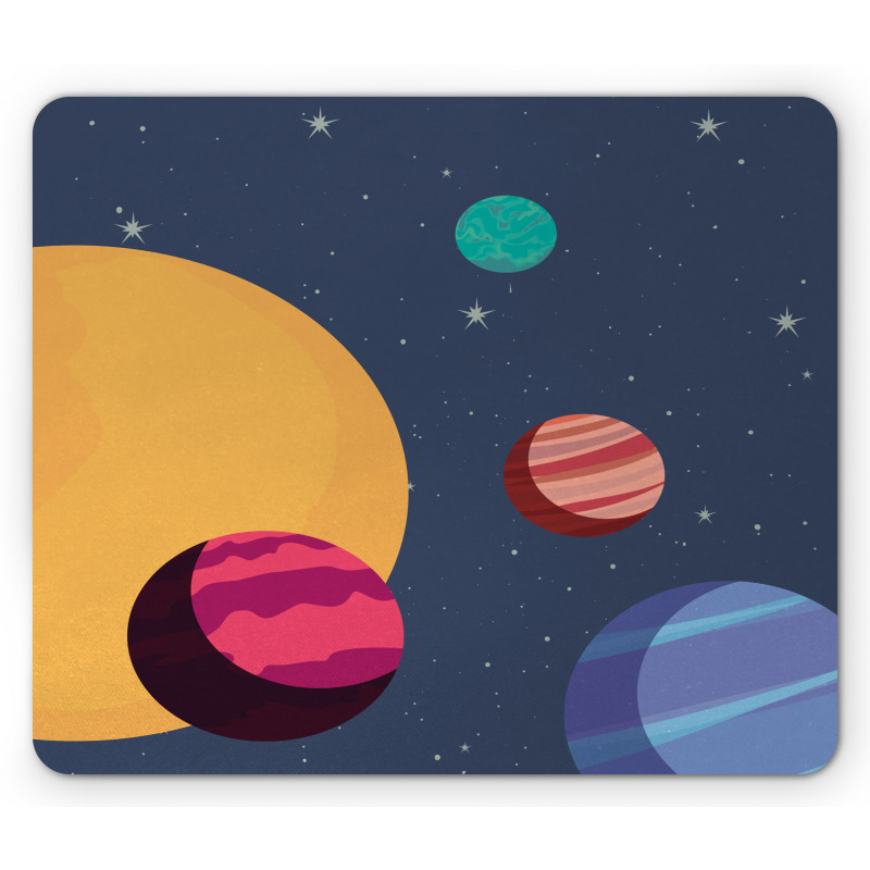 Cartoon Colorful Planets Mouse Pad