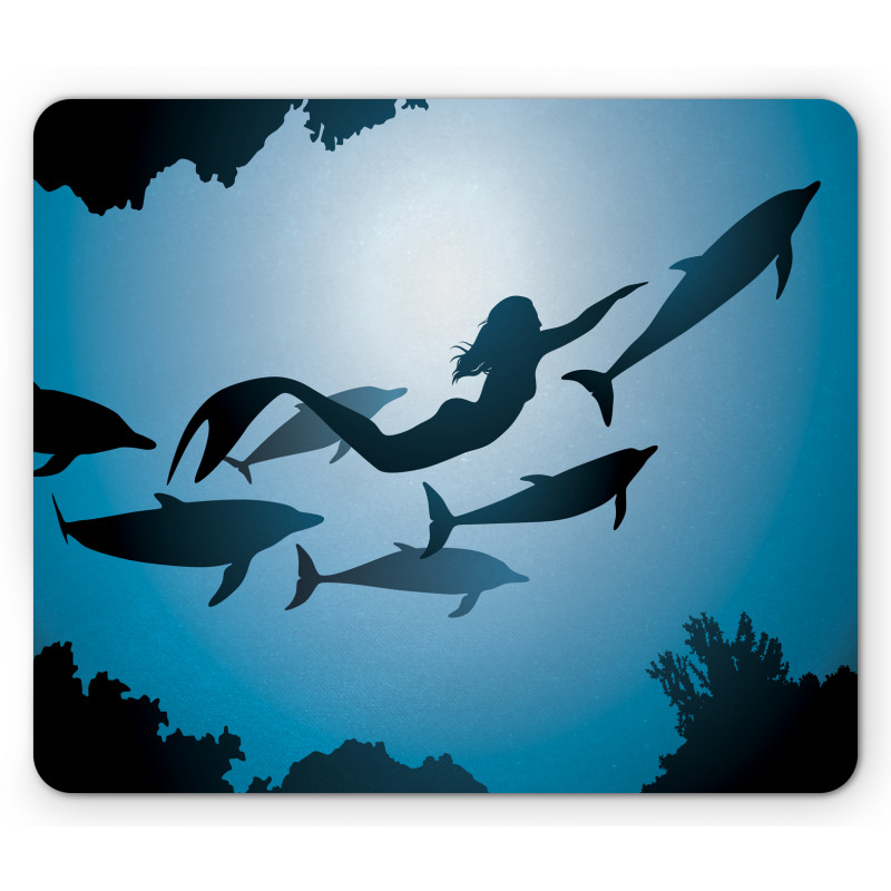 Mermaid and Dolphins Mouse Pad