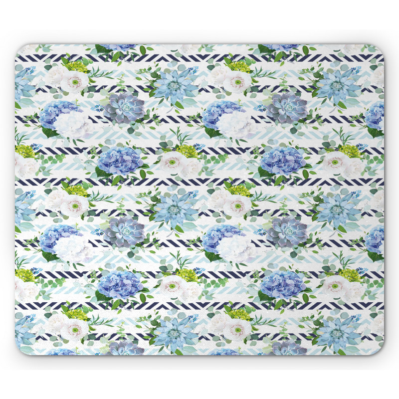 Fresh Flowers on Stripes Mouse Pad