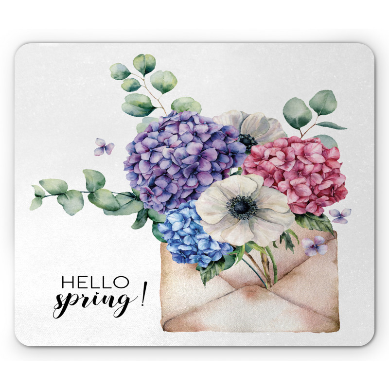 Hello Spring Flowers Art Mouse Pad