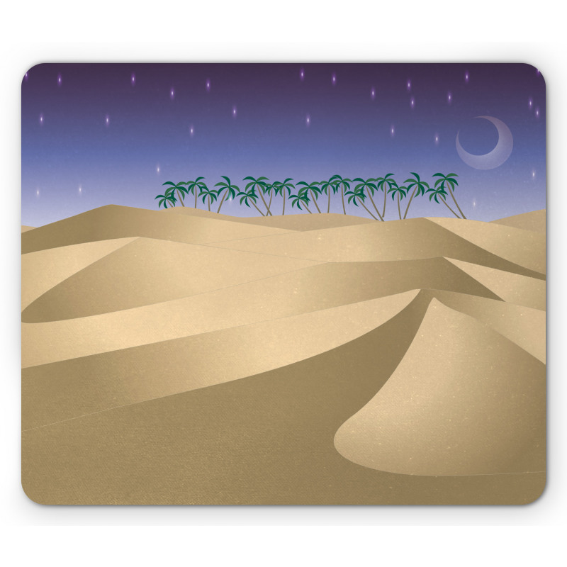 Crescent Moon Far Away Trees Mouse Pad