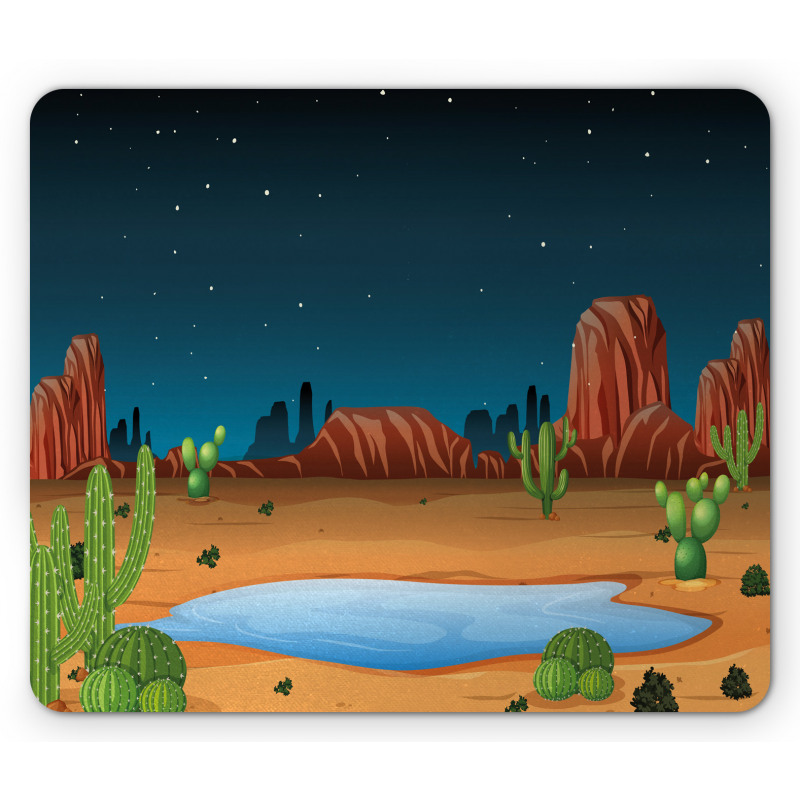 Cactus Plants Starry Sky View Mouse Pad