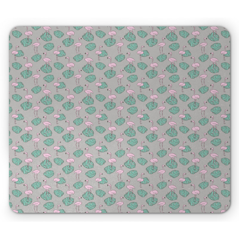 Flamingo and Leaves Mouse Pad