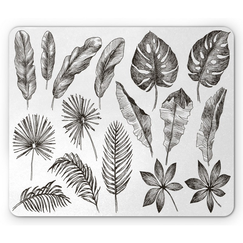 Monochrome Exotic Leaf Mouse Pad