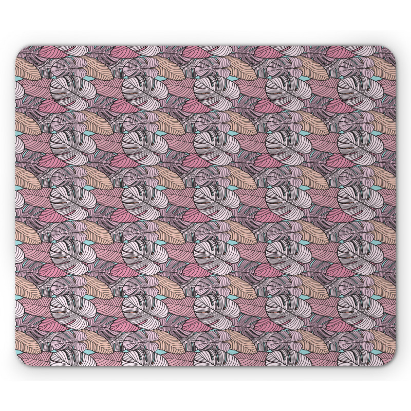 Pastel Tropical Leaves Mouse Pad