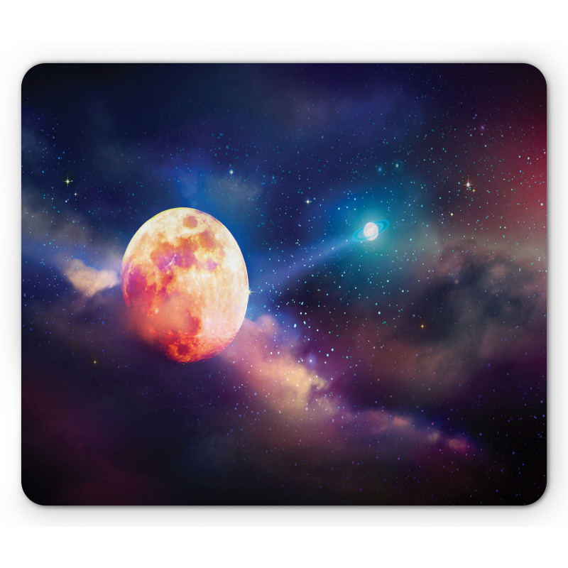 Cosmic Scene with Planets Mouse Pad