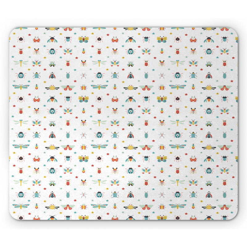 Colorful Various Bugs Stars Mouse Pad