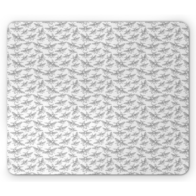 Repeating Uncolored Flies Mouse Pad