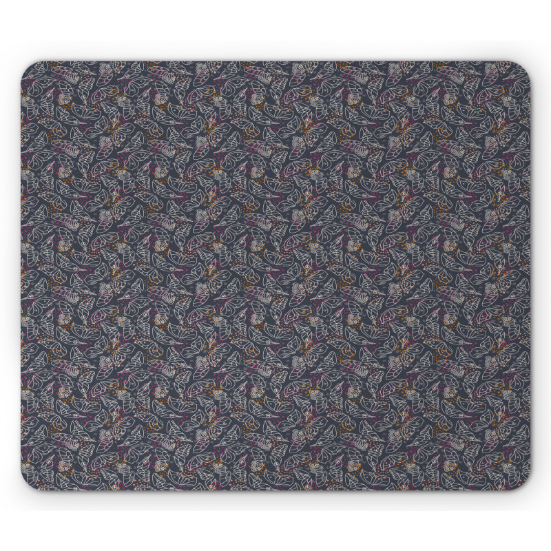 Line Art Butterfly Spots Mouse Pad