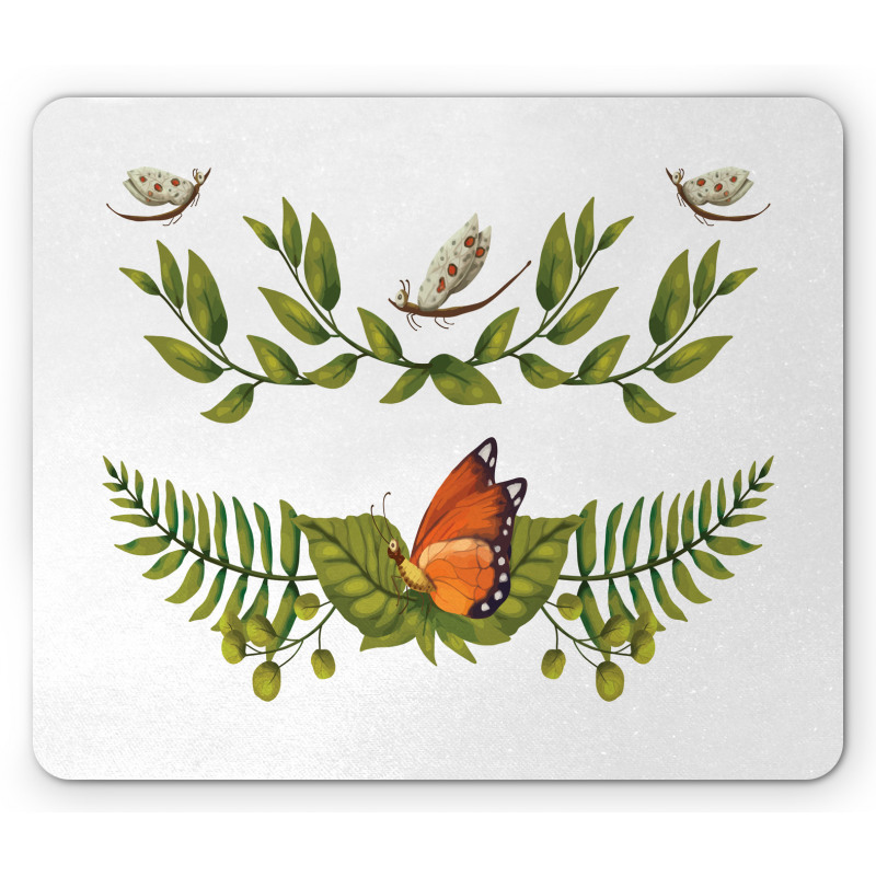 Leafy Branches Butterflies Mouse Pad