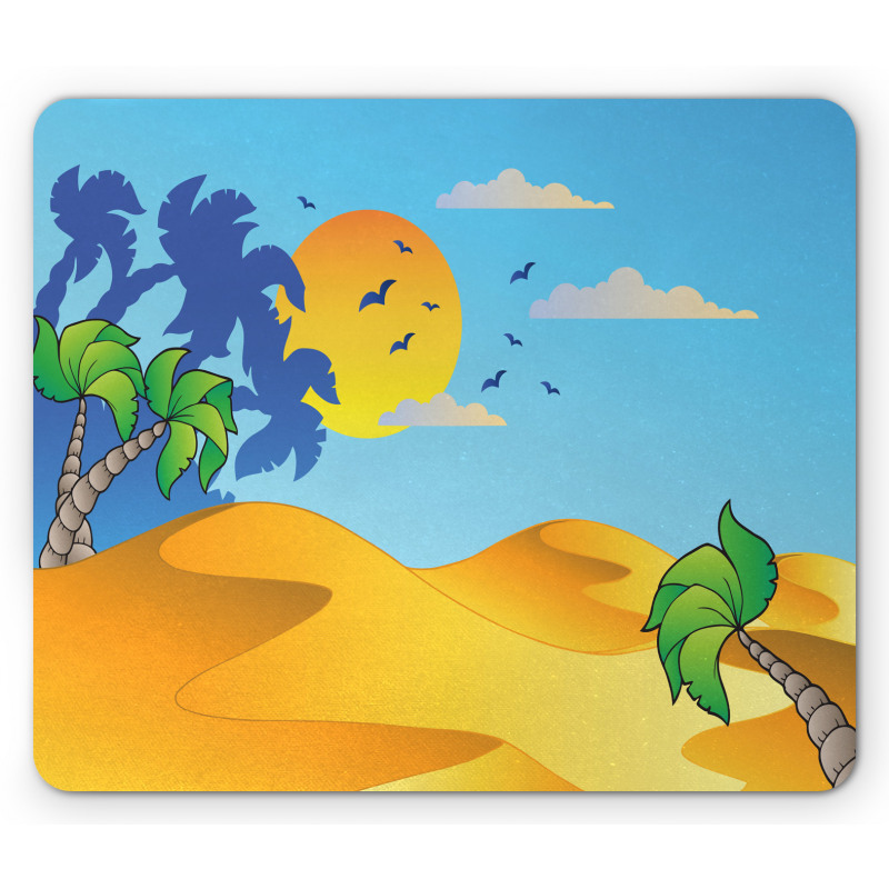 Cartoon Desert Landscape Palms Mouse Pad