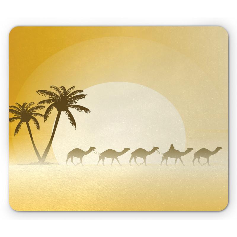 Camel Caravan and Palm Trees Mouse Pad