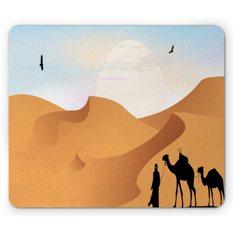 Camels and Man Silhouette Art Mouse Pad